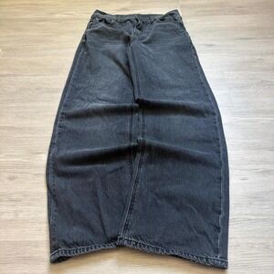 28x27 Black Wide Leg Grunge Jeans Y2K Baggy Vintage 2000s Streetwear